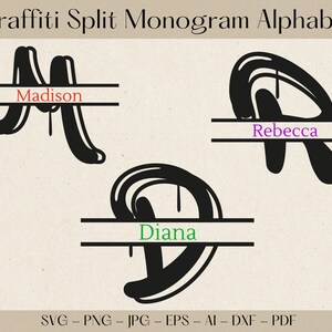 Graffiti Split Monogram Alphabet SVG, Graffiti Split Monogram SVG, Split Monogram Alphabet SVG, Alphabet svg, svg files for cricut, graffiti