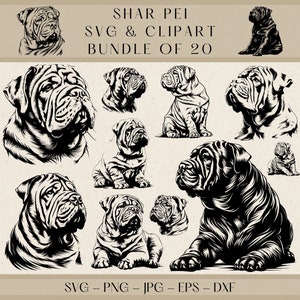 Shar Pei SVG, Shar Pei Clipart, Shar Pei Png, Shar Pei Wektor, Shar Pei Sylwetka, Torten SVG, Shar Pei Projekt, Zwierzęta SVG, Psie SVG, Szczeniak SVG