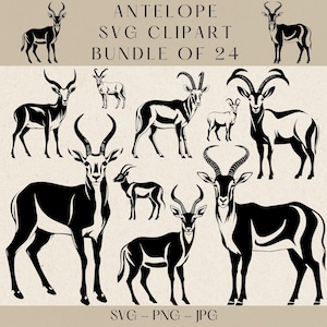 Antylopa SVG, Antylopa Clipart, Antylopa Png, Sylwetka Antylopy, Wektor Antylopy, Polowanie Svg, Polowanie Clipart, Polowanie Wektor, Zwierzę Svg
