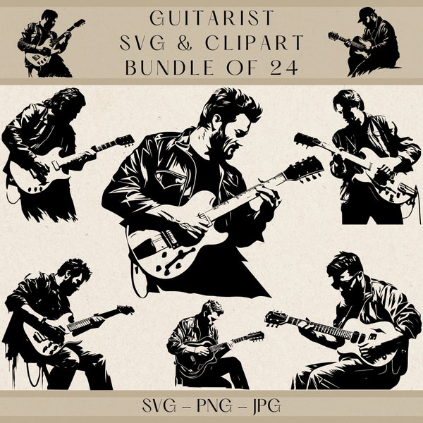 Guitarist Svg, Guitarist Png, Guitarist Clipart, Guitarist Vector, Guitar Player Svg, Musician SVG, Musician Clipart, Music Svg, Music Png