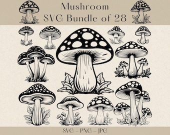 Mushroom SVG, Mushroom SVG Bundle, Mushroom PNG, Mushroom Clipart,  Mushroom Svg cut files for cricut, Magic Mushroom Svg, Fungi Clipart