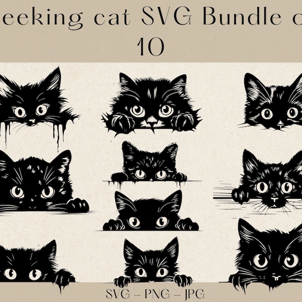 Peeking Cat SVG bundle, Peeking cat svg, Cute cat svg, Kitten svg, Kittty svg, Peeking cat Clipart, Cat svg, peeking cat cut file for cricut