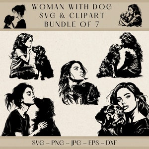 Woman and Dog SVG Clipart Bundle: Pet Lover Designs (Digital Download)