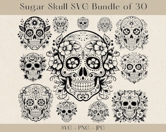 Sugar Skull SVG, Skull SVG, Floral Skull svg, Skull Clipart, Mexican Skull svg, Mexican svg, Skull svg files for cricut, Dia de Muertos png