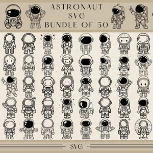 Paquete SVG de astronauta / 50 diseños de exploradores espaciales / Descarga digital / Formato SVG / Uso comercial