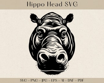 Hippopothamus Head SVG, Hippopothamus SVG, Hippo Head SVG, Hippo svg, Hippo Clipart, Safari Animal svg, Safari svg, Animal Head svg