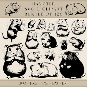 Hamster SVG, Hamster Clipart, Hamster PNG, Hamster Vector, Hamster Silhouette, Cute Hamster SVG, Cartoon Hamster Clipart, Kawaii Hamster