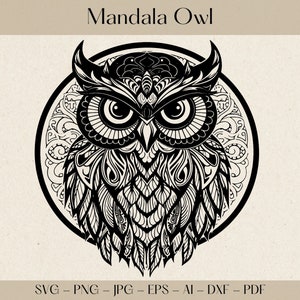 Sowa SVG, Sowa Mandala SVG, Mandala Sowa SVG, Sowa Clipart, Sowa tatuaż, Sowa wektor, Mandala SVG, Sowa Cricut, Sowa plik cięcia, Sowa twarz SVG