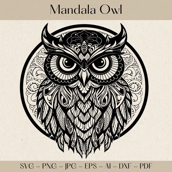 Owl SVG, Owl Mandala SVG, Mandala Owl svg, Owl Clipart, Owl tattoo, Owl vector, Mandala svg, owl cricut, owl cut file, owl face svg