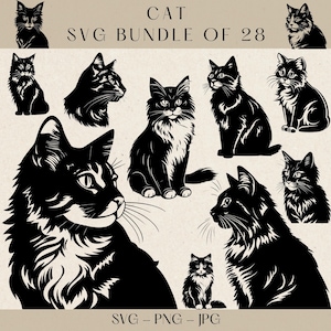 Cat Svg, Cat Vector, Cat Clipart, Cat Png, Cat Silhouette, Cat Vector Illustration, Black Cat Svg, Cat Head Svg, Kitten SVG, Cat Cut Files