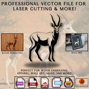 Antilope debout Silhouette SVG | Clipart animalier gracieux | Conception de vecteur animal Safari | Art de la nature pour Cricut, autocollants et travaux manuels