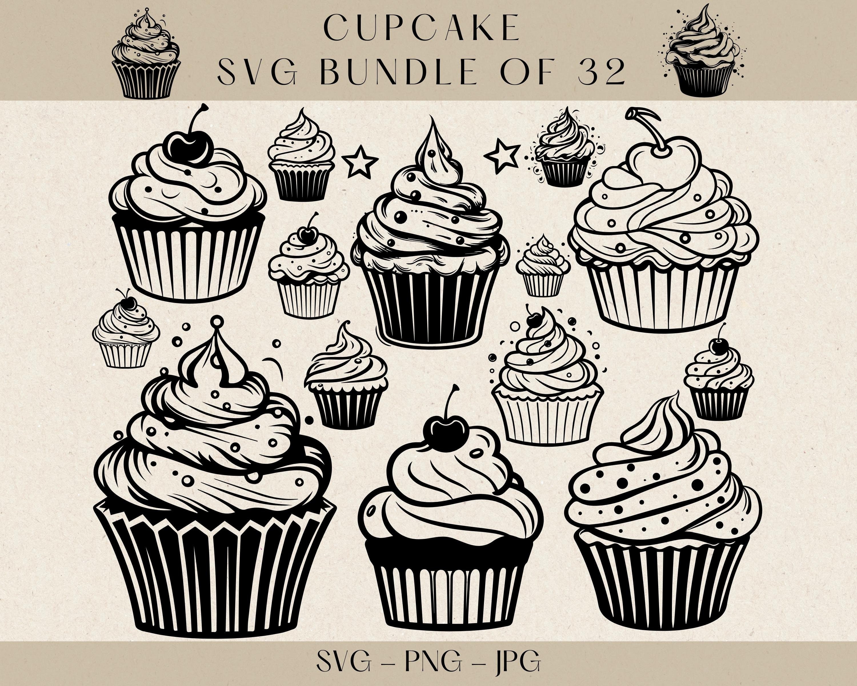 Cupcake SVG, Cupcake Clipart, Cupcake Vector, Cupcake Png, Cupcake Silhouette, Dessert SVG, Cupcake svg cut files for cricut, Dessert Vector