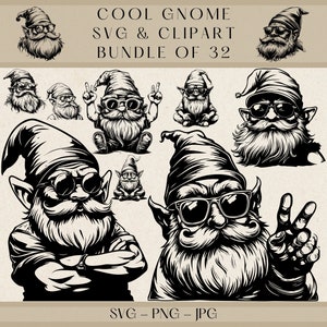 Cool Gnome Svg, Gnome Svg, Garden Gnome Svg, Garden Gnome Svg, Gnome Clipart, Gnome Vector, Gnome Silhouette, Gnome Png, Gnome Cut File