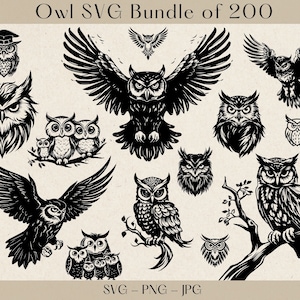 Pakiet SVG Sowa, Sowa SVG, Clipart Sowy, Sowa PNG, Sylwetka Sowy, Twarz Sowy SVG, Ptaki SVG, Słodka Sowa SVG, Głowa Sowy SVG, Pliki Sowy SVG par Cricut