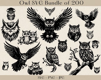 Owl SVG Bundle, Owl SVG, Owl Clipart, Owl PNG, Owl silhouette, Owl face svg, Birds svg, cute owl svg, owl head svg, owl svg files for cricut