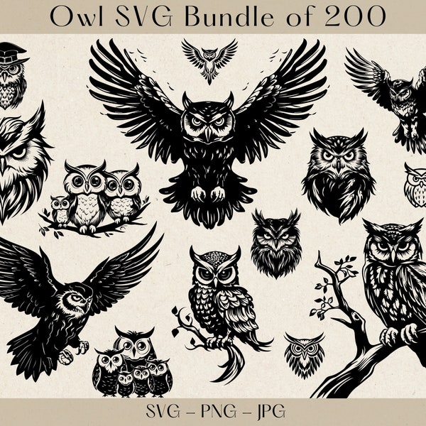 Owl SVG Bundle, Owl SVG, Owl Clipart, Owl PNG, Owl silhouette, Owl face svg, Birds svg, cute owl svg, owl head svg, owl svg files for cricut