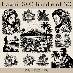 Hawaii SVG, Hawaii SVG Bundle, Hawaii Clipart, Hawaii svg files for cricut, Hawaiian flowers svg, Hibiscus svg, Beach scene svg, Hawaii png