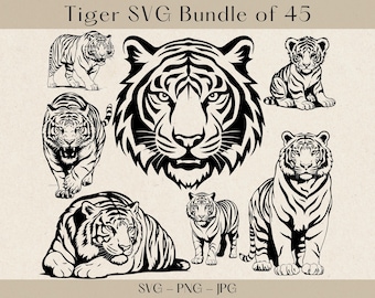 Tiger SVG, Tiger SVG Bundle, Tiger Clipart, Tiger Png, Tiger Head SVG, Tiger Head Clipart, Tiger Head Png, Tiger silhouette, Tiger cut file