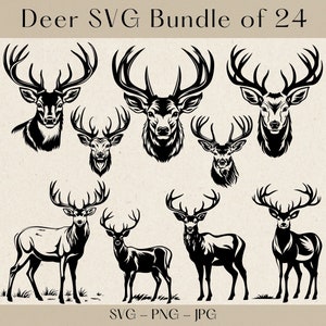 Deer SVG, Deer SVG Bundle, Deer Head svg, Deer Clipart, Deer silhouette, Deer head silhouettte, Deer svg files for cricut, Hunting svg