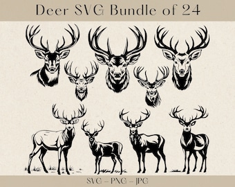 Deer SVG, Deer SVG Bundle, Deer Head svg, Deer Clipart, Deer silhouette, Deer head silhouettte, Deer svg files for cricut, Hunting svg