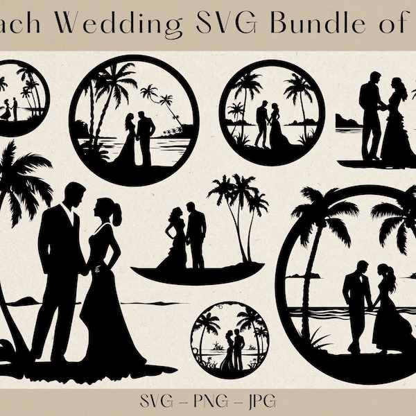 Beach Wedding SVG Bundle, Beach Wedding svg, Wedding svg, Wedding invitation, Engagement svg, wedding couple svg, wedding svg bundle, beach