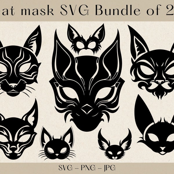 Cat mask SVG Bundle, Cat mask svg, Face mask svg, Cat svg, Cat clipart, Cat face svg, Cat head svg, Face mask cut file, face mask, cat png