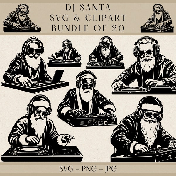 DJ Santa SVG, Santa Svg, Santa Png, Santa Clipart, Santa Vector, Santa Silhouette, Santa Claus Svg, Christmas Svg, Christmas Clipart, DJ Svg