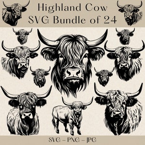 Highland Cow SVG, Highland Cow PNG, Highland Cow Clipart, Highland Cow Head svg, Cow SVG, Cow Head Svg, Farm Animl Svg, Cow Clipart, Cow png