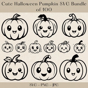Cute Halloween Pumpkin SVG, Cute Halloween Pumpkin SVG Bundle, Halloween Pumpkin Svg, Pumpkin Svg, Halloween Svg, Halloween Clipart, Boo Svg