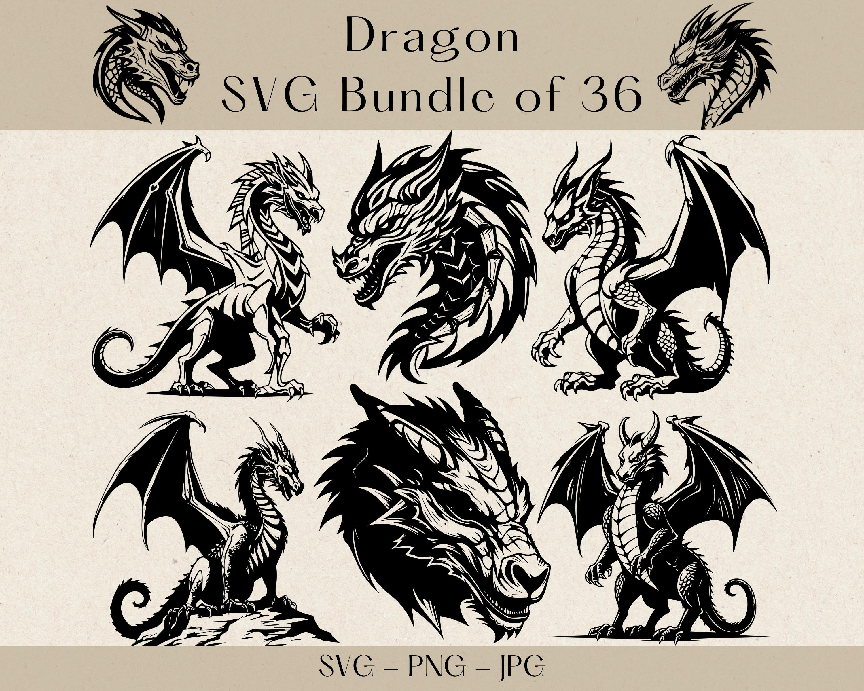 Dragon SVG, Bundle SVG Dragon, Clipart Dragon, vecteur Dragon, Dragon ...