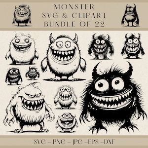 Monster SVG, Monster Clipart, Monster Png, Monster Vector, Monster silhouet, enge SVG, Halloween SVG, schattig Monster Svg, Silly Monster Svg
