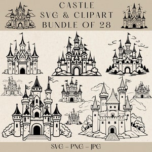 Castle Svg, Castle Svg Bundle, Castle Clipart, Princess Svg, Magic Castle Svg, Kingdom Svg, Medieval Svg, Medieval Castle Svg, Medieval Png