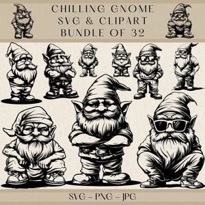 Chilling Gnome Svg, Gnome Svg, Garden Gnome Svg, Garden Gnome Svg, Gnome Clipart, Gnome Vector, Gnome Silhouette, Gnome Png, Gnome Cut File