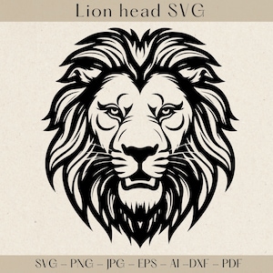 ライオン ヘッド SVG、ライオン SVG、ライオン クリップアート、ライオン ヘッド クリップアート、Cricut 用ライオン ヘッド SVG カット ファイル、ライオンの顔 SVG、動物 SVG、ライオン PNG、カット ファイル