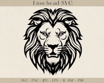 Lion SVG, Lion Head PNG, Lion Face DXF, Lion, Safari Animal