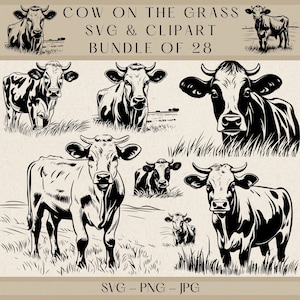 Cow SVG Clipart Bundle: Farm Animal Graphics (Digital Download)