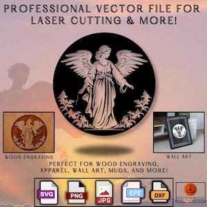 Silueta de ángel floral SVG / Elegante ángel vectorial Clipart / Diseño espiritual / Arte religioso para Cricut, camisetas, calcomanías y manualidades