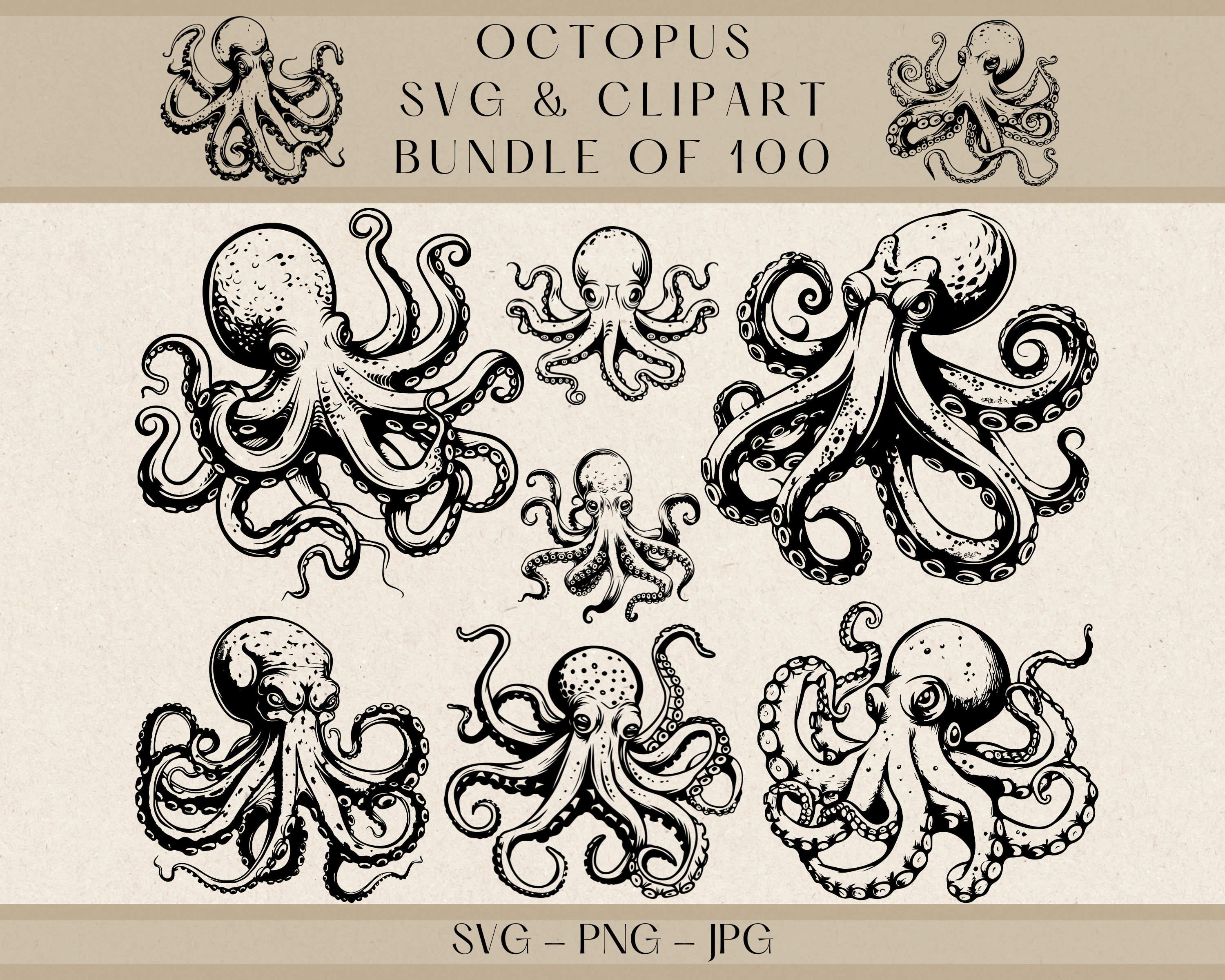 Octopus Svg, Octopus Clipart, Octopus Png, Octopus Silhouette, Octopus Vector, Kraken Svg, Kraken Clipart, Octopus Clip Art, Kraken Png