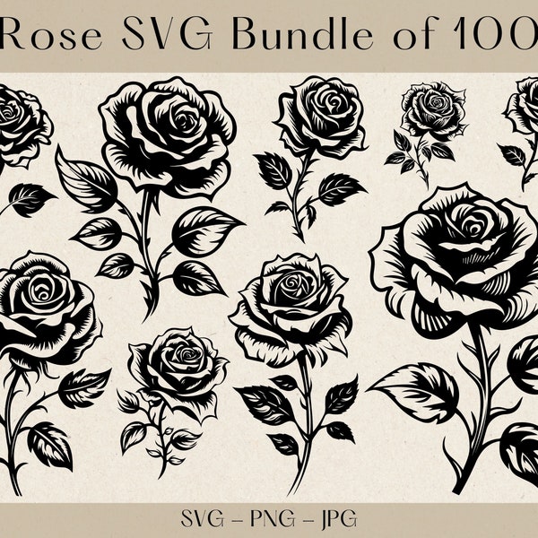 Rose SVG Bundle, Rose SVG, Rose Clipart, Rose PNG, Flower Svg, Flower Clipart, Floral svg, Roses svg, Flowers svg, rose svg files for cricut