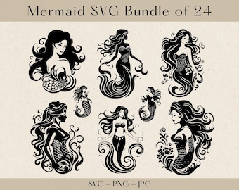 Mermaid SVG, Mermaid SVG Bundle, Mermaid Clipart, Mermaid svg files for cricut, Mermaid silhouette, Mermaids svg, Mermaid cut file