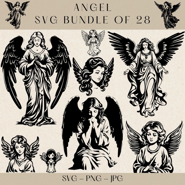 Angel SVG, Angel SVG Bundle, Angel Clipart, Angel Silhouette, Angel Wings Svg, Angel Vector, Christian svg, Christian Clipart, Cupid Svg