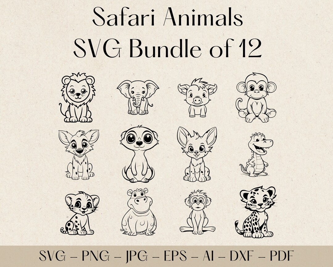 Safari Animals SVG Bundle, Cute Animals Svg, Animals Svg, Animals ...