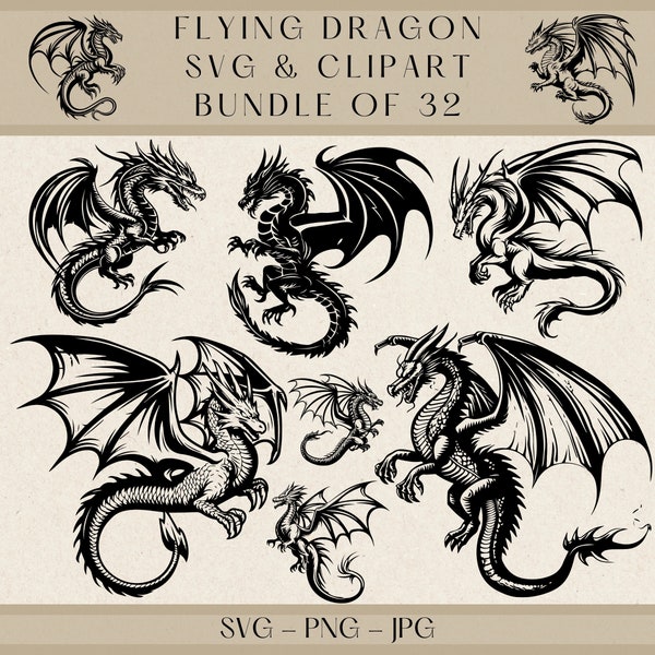 Flying Dragon Silhouette Png - Etsy