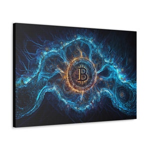 Bitcoin wall hanging art bitcoin Universe Canvas Gallery Wraps Bitcoin wall art - bitcoin print Crypto wall art digital art  painting