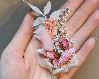 Boutonnière marié rose et blanc