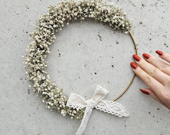 Couronne fleurs séchées de gypsophile