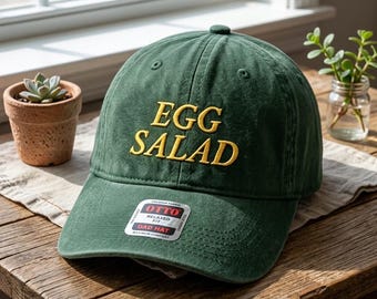 Embroidered Egg Salad Golf Hat, Funny Golf Dad Cap, 2026 Tournament Hat, Vintage Washed Golfer Gift