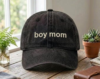 Custom Boy Dad Mom Embroidered Hat, Personalized Family Baseball Cap, Navy Cotton Dad Mom Hat, Parent Gift