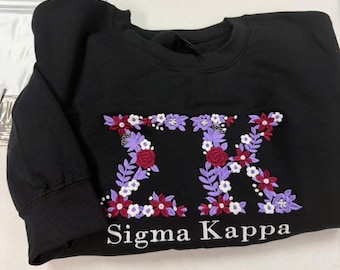 Custom Floral Greek Letter Crewneck, Floral Sorority Embroidered Sweatshirt, Greek Life Apparel, Big Little Gift, Girls trip stuff