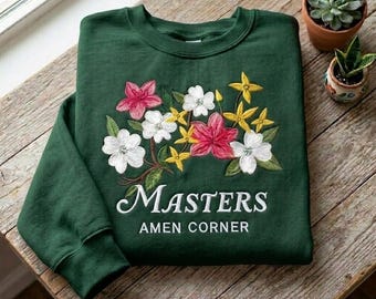 Embroidered Masters Amen Corner Floral Sweatshirt, Augusta Golf Crewneck, Tournament Tradition Sweater, Vintage Golf Fan Gift